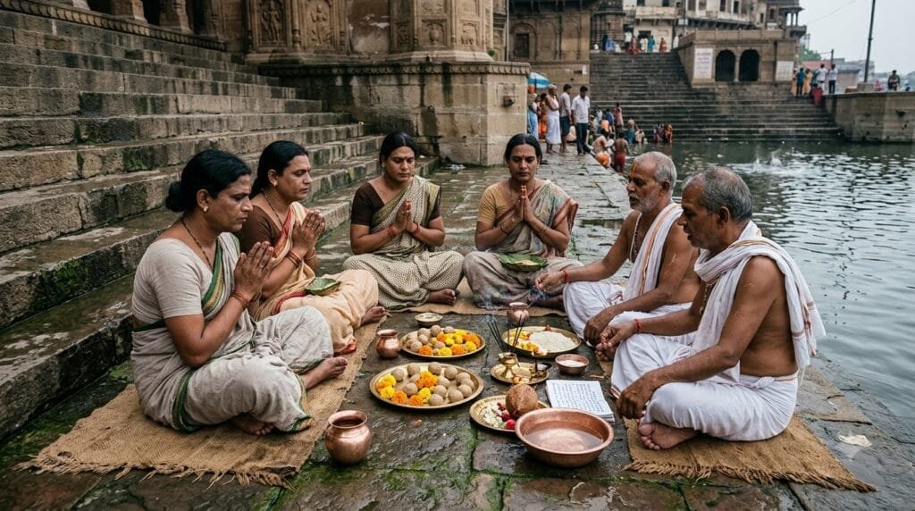 किन्नर समुदाय के पिंडदान अनुष्ठान का कलात्मक चित्रण